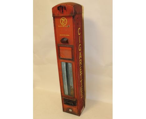 A VINTAGE ENAMEL CIGARETTE DISPENSER, H 77 CM