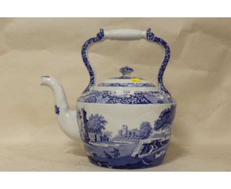 A SPODE BLUE AND WHITE ITALIAN PATTERN NOVELTY OVERSIZED TEAPOT, H 32 CM