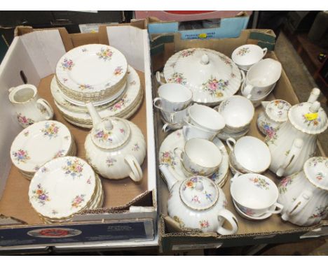 TWO TRAYS OF ROYAL WORCESTER ROANOKE CHINA TO INCLUDE TEA AND COFFEE POTS, ETC