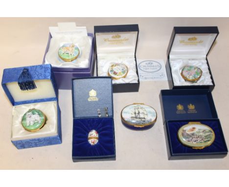 A COLLECTION OF ENAMEL TRINKET BOXES TO INCLUDE HALCYON DAYS, CRUMMELS ENAMELS ETC (7)