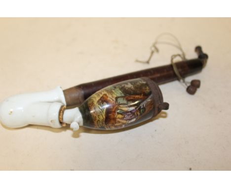 A VINTAGE HAND PAINTED CERAMIC SMOKING PIPE