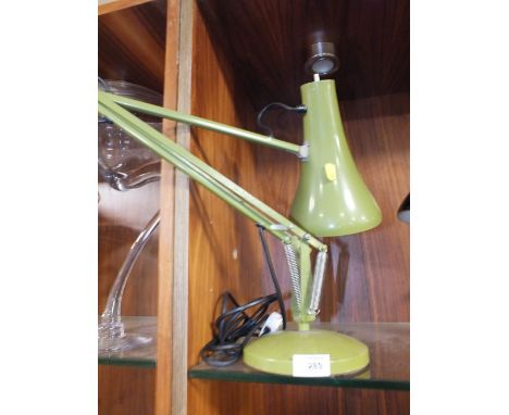 A VINTAGE GREEN HERBERT TERRY AND SONS ANGLE POISE LAMP