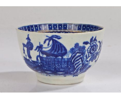 18th Century Worcester porcelain tea bowl, 1775-1790, The Fisherman and Cormorant pattern, Chinese type numeral type mark 4, 