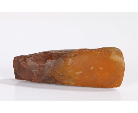 Neolithic part polished axe head, length 13cm