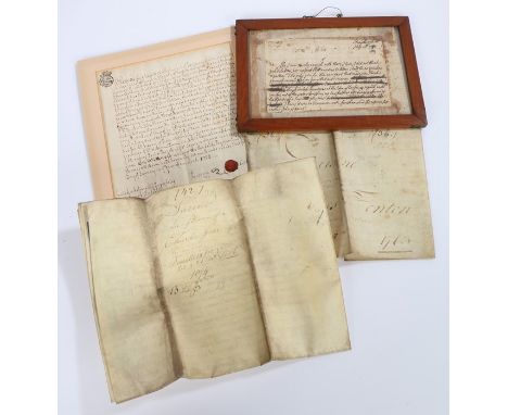 An 18th Century letter from Strawberry Hill, dated 1789, together with a Last Will and Testament from Norfolk dated 1722, a v