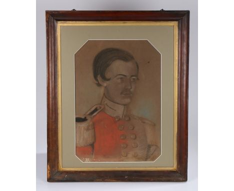 19th Century British school, Portrait of Non-Commissioned Officer Benjamin L Spackman Newton R.S.M. 1855, pastel portrait and