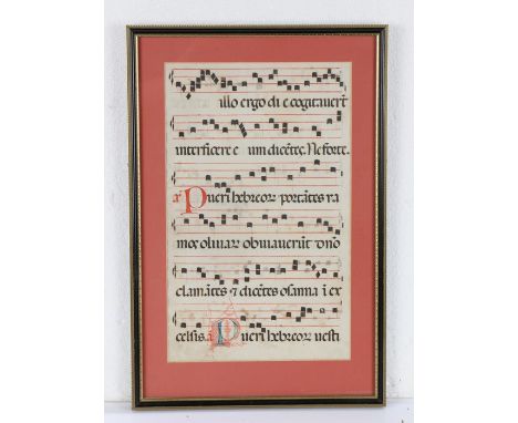 14th Century manuscript, on vellum for the mass for Palm Sunday, 20cm x 33cm