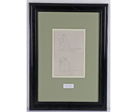 Lawson Wood (1878-1957) pencil sketch, of Queen Victoria as a mouse and Prince Albert also as a mouse, initialled to the bott