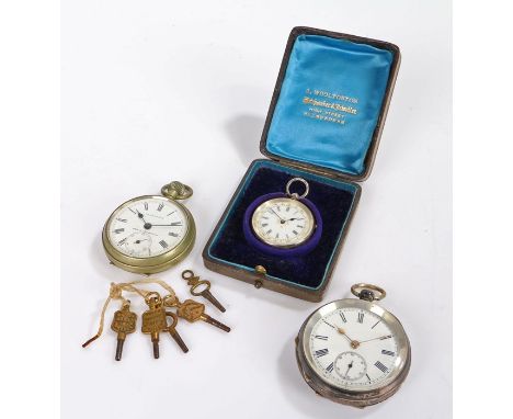 Three pocket watches, the first silver cased R W Wooltorton Saxmundham example, a silver cased example in a Wooltorton case a