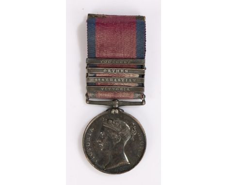 Military General Service Medal with clasps 'Vittoria', 'St. Sebastien', 'Orthes', 'Toulouse', (J. WILKINSON. CUTLER. R. ARTY.