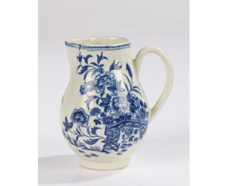 18th Century Worcester porcelain sparrow beak jug, 1765-1785, The Fence pattern, crescent mark to the base in blue, 9.5cm hig
