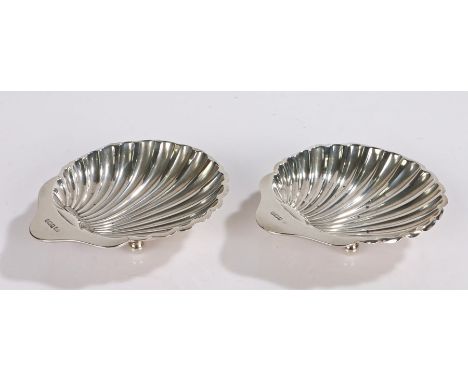 Pair of Edward VII silver butter dishes, Sheffield 1908/09, maker Harrison Brothers &amp; Howson (George Howson), of shell fo