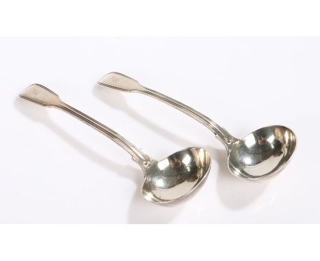 Pair of Victorian silver ladles, London 1853, maker George Aldwinckle or Chawner &amp; Co -George William Adams, with engrave