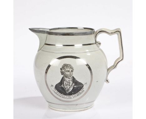 Early 19th Century silver lustre documentary jug, commemorating 'Sir Francis Burdett, Bart M.P, Committed to the Tower 6th Ap