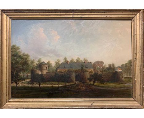 Attributed to Henri Le Hon (Belgian, 1809-1872), Château de Ville-Pommeroeul, Bernissart, Belgium, inscribed to the reverse '