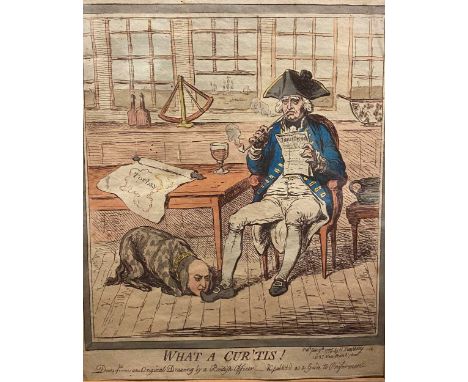After James Gilray 'What A Cur'tis', published by H. Humphrey, 1795, 29 x 24cm ; A Sketch of the Row in Parliament Street, ha