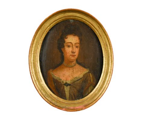 Portrait of Queen Mary II (1662-1694)oil on panel19.5 x 15.5cmProvenance: Property of the late Michael Stennett, SuffolkCondi
