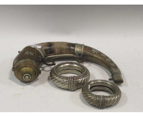 Two indian bangles and a North African flask