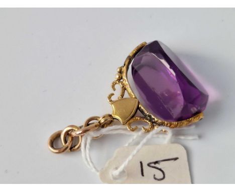 A Large Gold Amethyst Swivel Fob 14.6 Gms