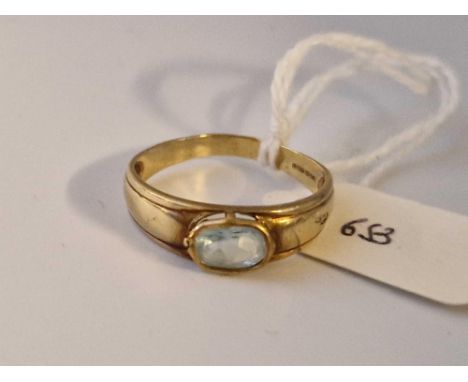 A Aquamarine Ring 9Ct Size Q 2.1 Gms