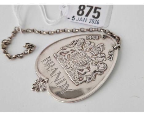 A Queen’S Silver Jubilee Brandy Ticket For 1977 With Chain, Number 498/2500 2.5 Inches High