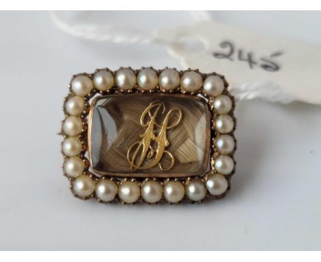 A 19Th Century Gold Pearl Mourning Brooch With Hinged Locket