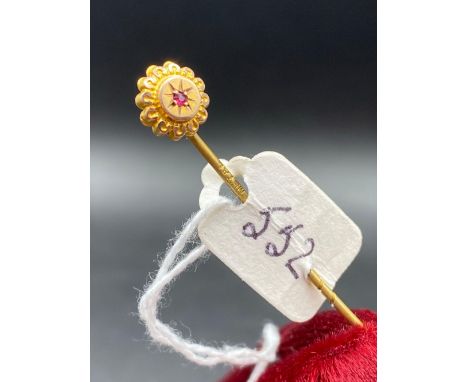 A Victorian Ruby Stick Pin 9Ct