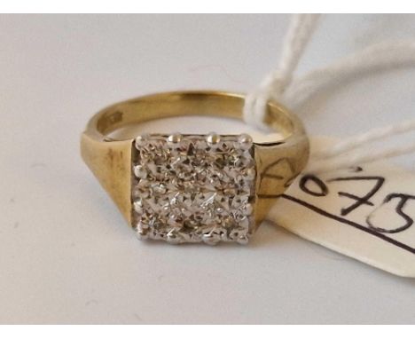 A Signet Ring With Square Diamond Front, 9Ct, Size L, 2.9 G.