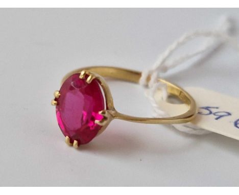 A Red Stone Dress Ring 18Ct Gold Size S 2.6 Gms