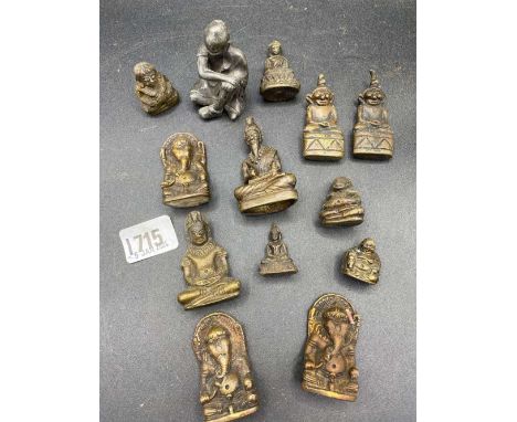 12 Small Eastern Bronze Figures 2" High