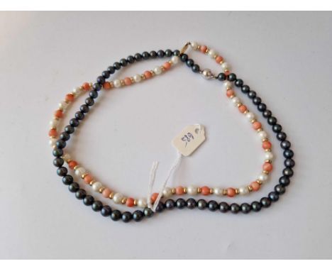 Two Pearl Necklaces With 9Ct And 14Ct Gold Clasp