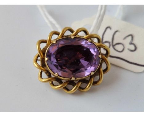 An Antique Gold And Amethyst Brooch, 5.1 G.