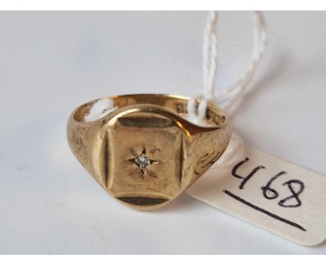A Gents Diamond Mounted Signet Ring, 9Ct, Size U, 5.2 G