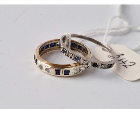 Two White Gold Rings Eternity Ring Size L Sapphire And Diamond Ring Size S Both 9Ct 3.1 Gms Inc.  