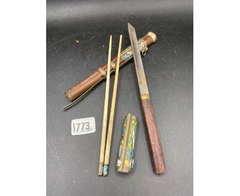 Enamel Decorated Set In Case 