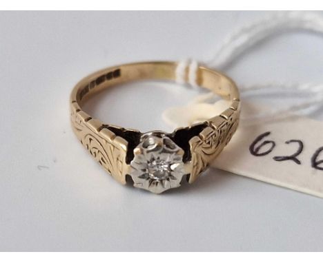 A Solitaire Diamond Ring 9Ct Size O 2.5 Gms