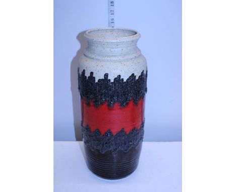 A vintage West German art pottery vase with lava glaze h40cm, shipping unavailable 