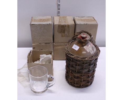 A vintage stoneware flagon and a seven etched real ale tankards, shipping unavailable 