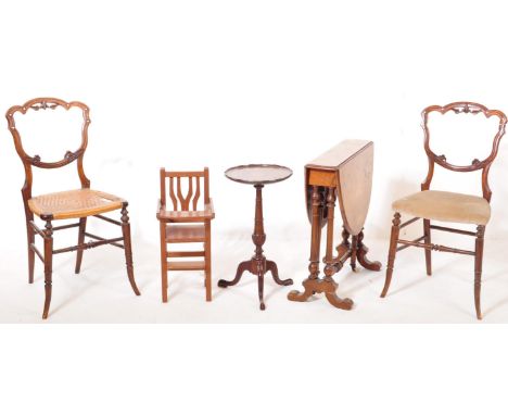 An assorted collection of 19th century Victorian and other furniture to include a walnut Victorian Sutherland side table with