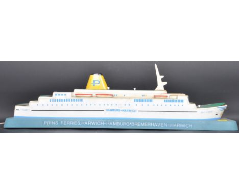 A vintage retro 20th century Prinz Hamlet Ferry light up model passenger / cruise ship constructed from plastic and cardboard
