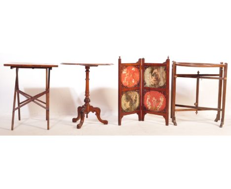 A collection of four 19th century Victorian and later furniture to include a walnut and mahogany occasional side table over t