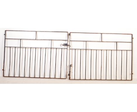 Architectural Salvage; A pair of early 20th century circa. 1920s ebonised iron gates with crossbar structure.&nbsp;
