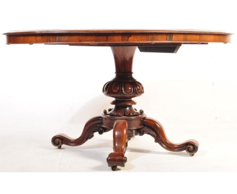 A 19th century High Victorian&nbsp; mahogany tilt top loo / breakfast table. The dining table being raised on splayed rococo 