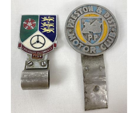 2 vintage 1960's Lancashire car badges. Preston &amp; District Motor Club badge together with Lancashire Automobile Club badg
