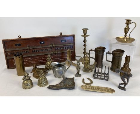 Sold at Auction: Four Antique Sheet Brass Chamber Sticks: An 18th century candle  holder having a moulded candle cup p