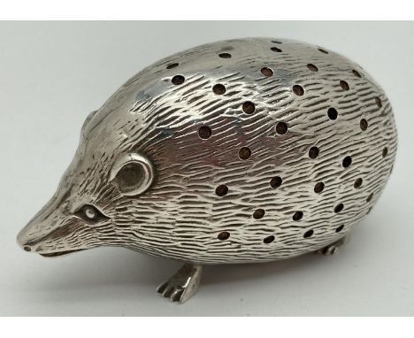 A large Edwardian silver novelty pin cushion in the form of a hedgehog. By Levi &amp; Salaman and hallmarked Birmingham 1905.