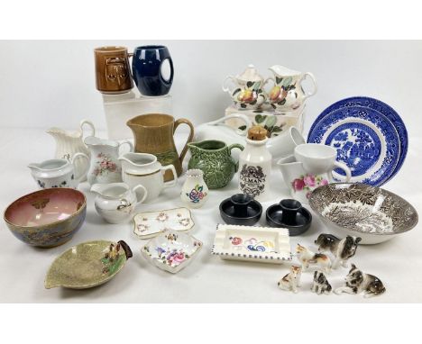 A box of assorted vintage ceramics to include Poole, Holkham, Crown Derby &amp; Coalport. Lot also includes Crown Devon Lustr