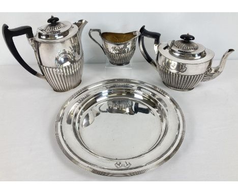 4 early 20th century silver plated items engraved with the crests for Clans Home &amp; Henderson. Comprising a 3 piece Atkin 