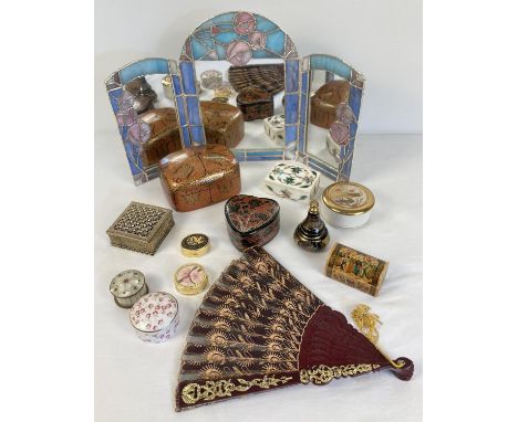 A collection of assorted misc items to include glass Rennie Mackintosh style triple mirror. Together with a collection of ass
