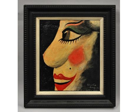 Charlie Kray, British 1927-2000- "Sexy Sady"; oil on canvas, signed and dated 71, 30.3x25.4cm, (may be subject to Droit de Su